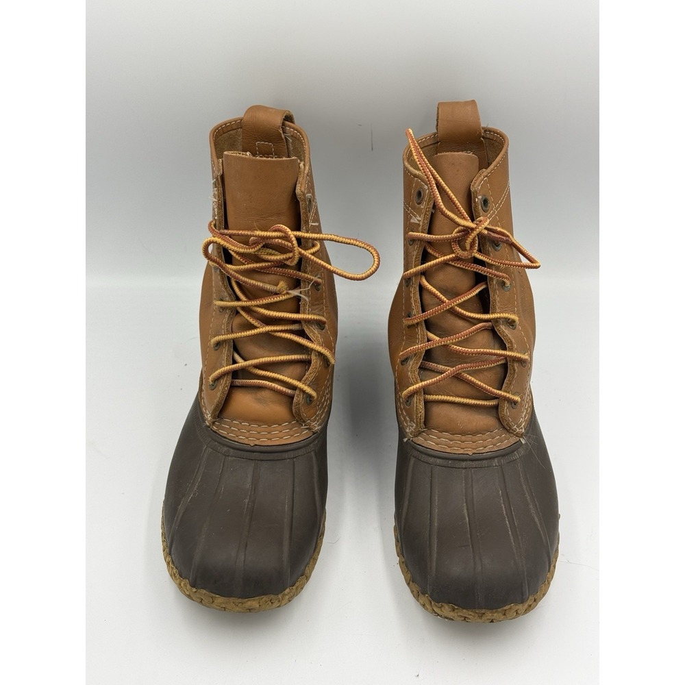 L.L. Bean Bean Boots Mens 7M Women's 8.5 Brown Leather Rubber Duck Boots USA 6" - Picture 3 of 9